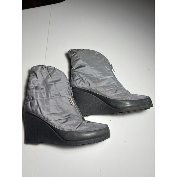 isba Boots  made in France vintage  wedge shearling fleece lining quilted - Picture 1 of 6